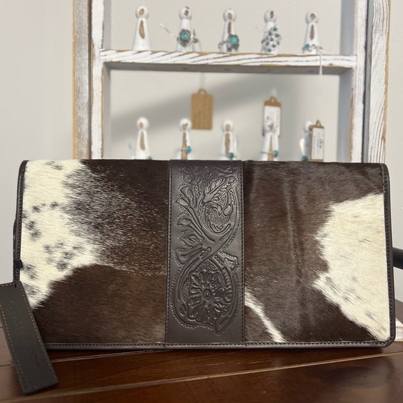 New Brown Gorgeous embossed leather cowhide jewelry case holder travel organizer - Picture 2 of 5